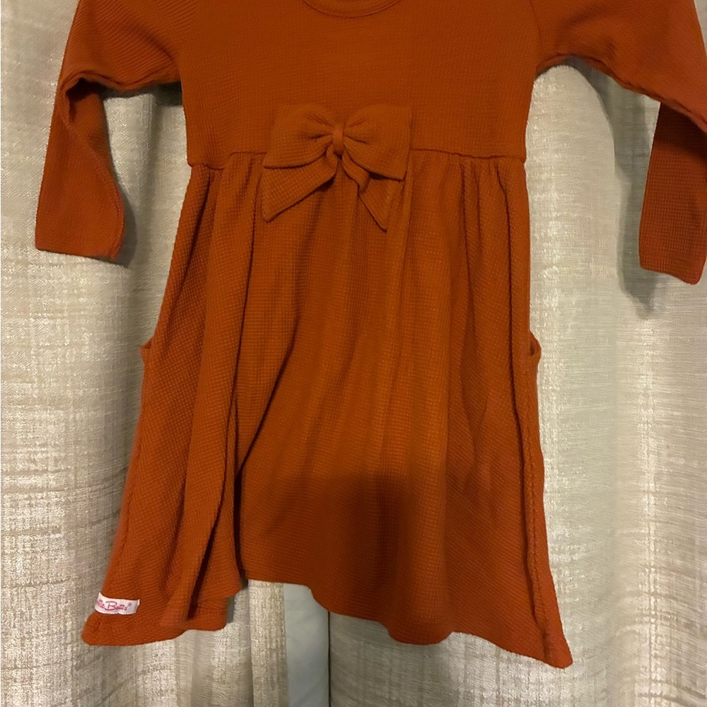 Ruffle Butts Rust Dress with Bow